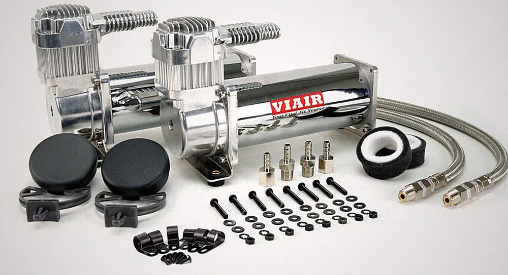 Viair Chrome Dual Pack 12 Volt On Board Air Compressor Kit 444C 44432 Airride