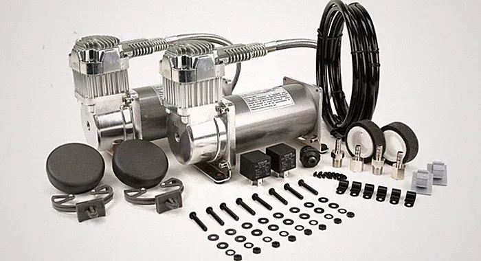 VIAIR Dual 380C Pewter Constant Duty Air Compressors for Train Horns - 200 PSI